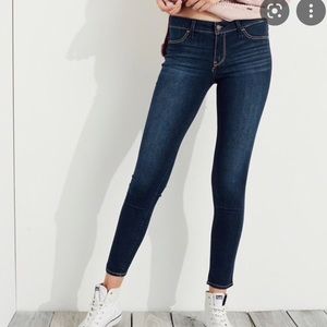 Hollister Dark Wash Skinny Jeans with Light Distressing